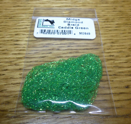 Midge Diamond Braid Caddis Green AVAILABLE AT TROUTLORE FLY TYING STORE AUSTRALIA