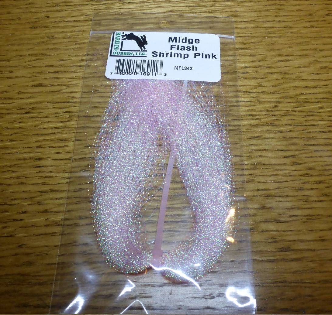 Hareline Midge Flash Shrimp Pink AVAILABLE AT TROUTLORE FLY TYING STORE AUSTRALIA