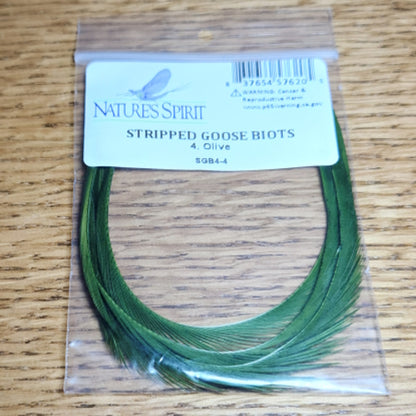 Nature's Spirit Stripped Goose Biots Olive AVAILABLE AT TROUTLORE FLY TYING STORE AUSTRALIA