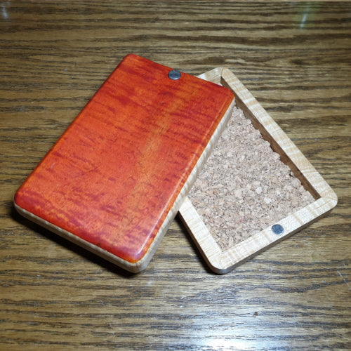 STAINED MAPLE FLY BOX MADE BY OUT OF THE RIFFLE WOODWORKS IN USA AVAILABLE AT TROUTLORE FLY TYING STORE AUSTRALIA