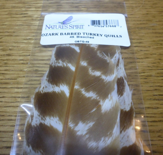 Nature’s Spirit Ozark Barred Turkey Quills Bleached AVAILABLE AT TROUTLORE FLY TYING STORE AUSTRALIA