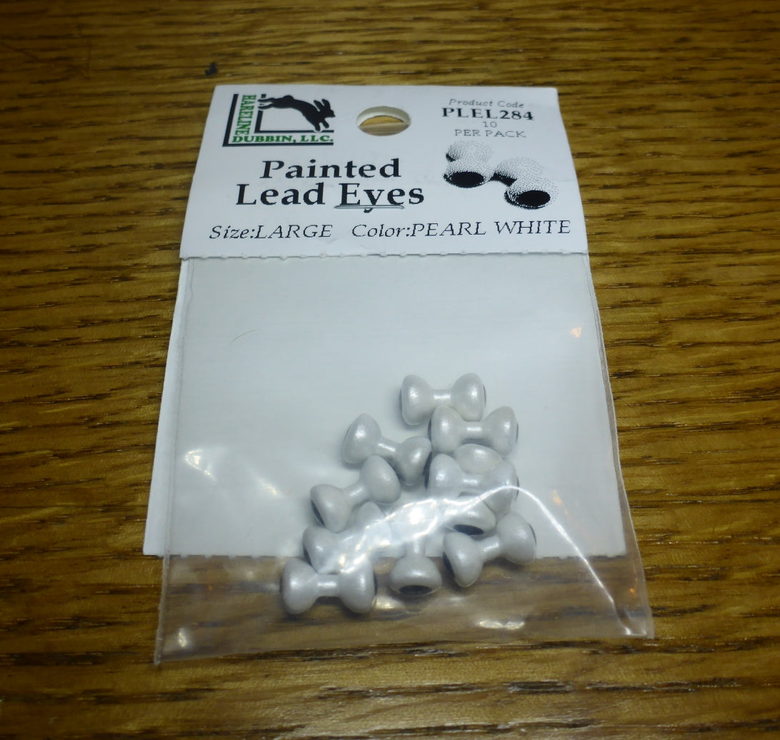 Hareline Painted Lead Eyes Pearl White – 10 Pcs