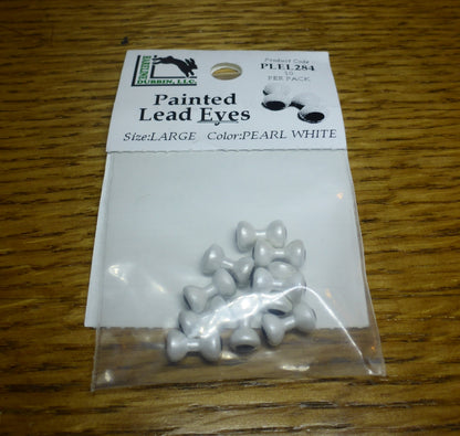 Hareline Painted Lead Eyes Pearl White – 10 Pcs