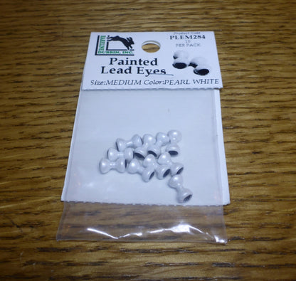 Hareline Painted Lead Eyes Pearl White – 10 Pcs