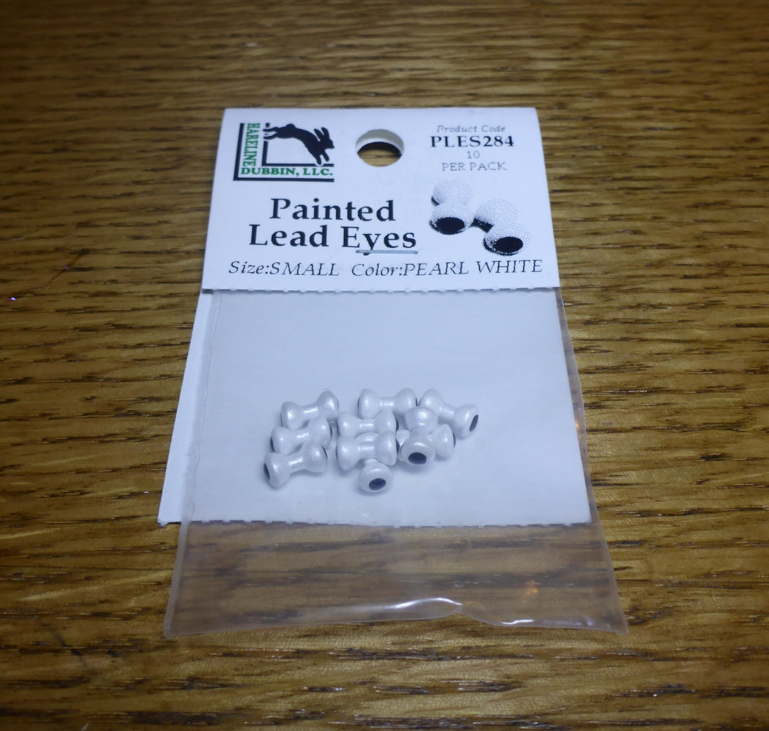 Hareline Painted Lead Eyes Pearl White – 10 Pcs