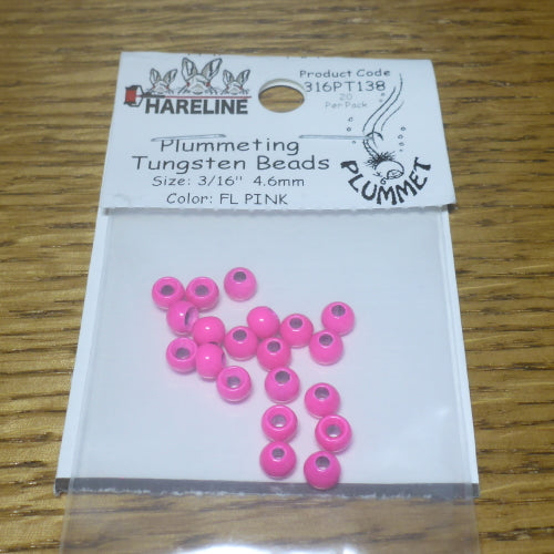 Hareline Plummeting Tungsten Beads Fl Pink – 20 Pcs