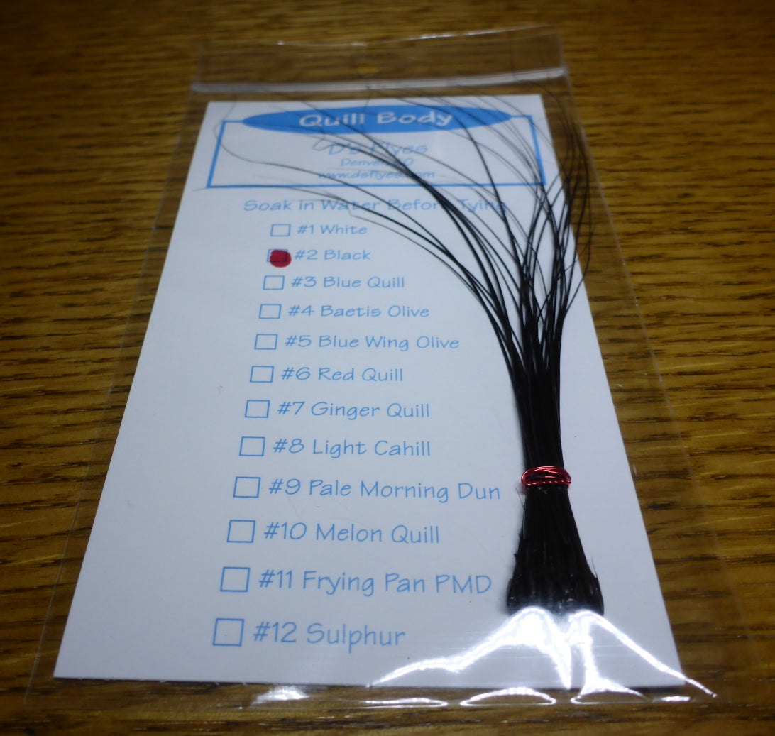 Quill Body Stripped Quills - Black AVAILABLE AT TROUTLORE FLY TYING STORE AUSTRALIA