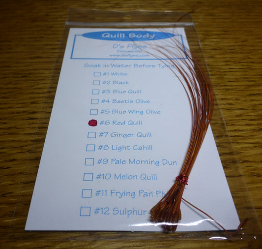 Quill Body Stripped Quils - Red AVAILABLE AT TROUTLORE FLY TYING STORE AUSTRALIA