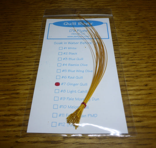 Quill Body Stripped Quils - Ginger AVAILABLE AT TROUTLORE FLY TYING STORE AUSTRALIA