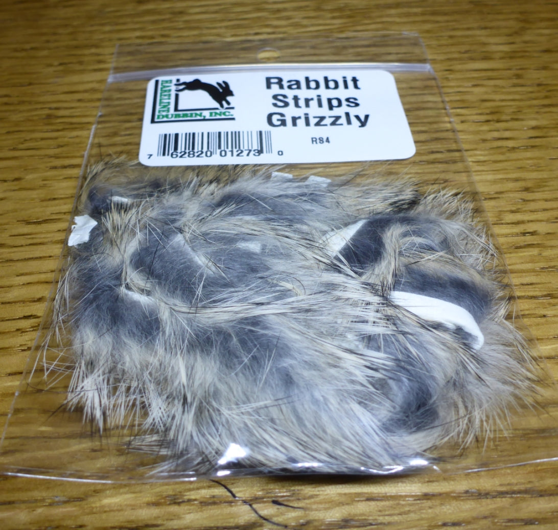 Hareline Rabbit Strips Grizzly  AVAILABLE AT TROUTLORE FLY TYING STORE AUSTRALIA