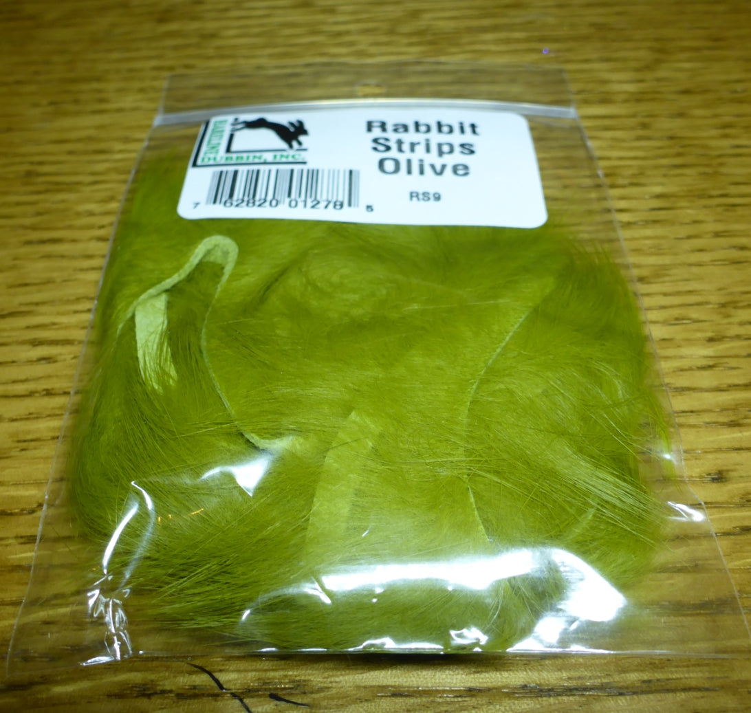 Hareline Rabbit Strips Olive AVAILABLE AT TROUTLORE FLY TYING STORE AUSTRALIA