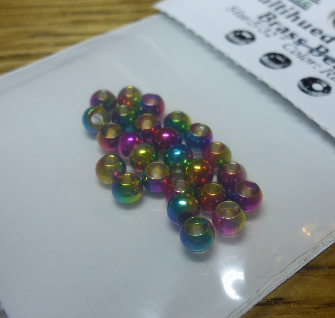 Multihued Rainbow Brass Beads – 25 Pcs AVAILABLE AT TROUTLORE FLY TYING STORE AUSTRALIA