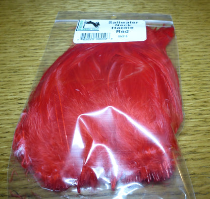 Harelline Saltwater Neck Hackle Red AVAILABLE AT TROUTLORE FLY TYING STORE AUSTRALIA