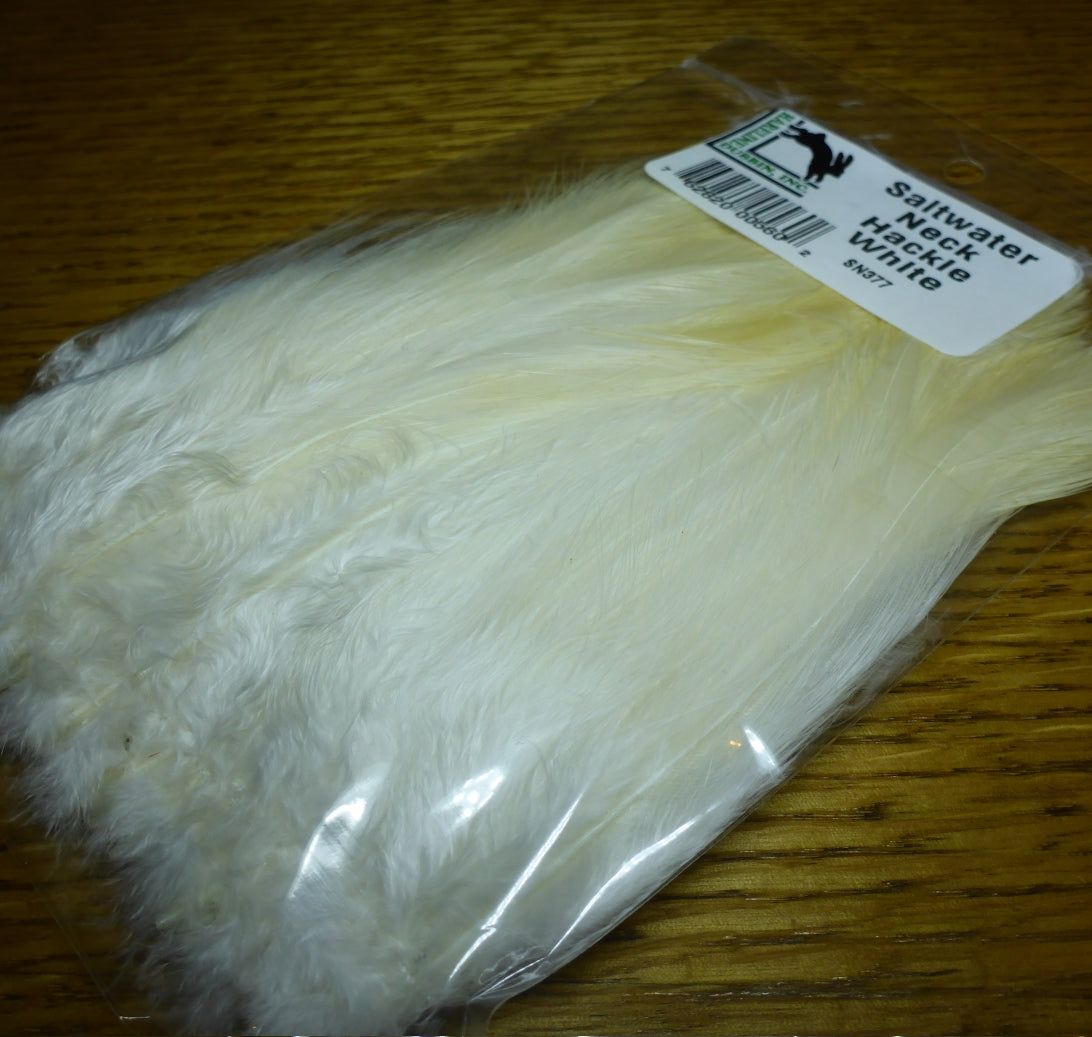 Harelline Saltwater Neck Hackle White AVAILABLE AT TROUTLORE FLY TYING STORE AUSTRALIA