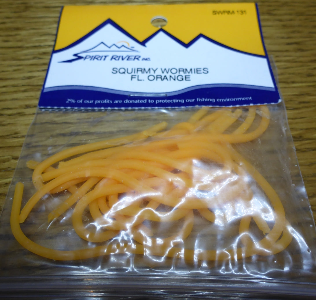 Squirmy Wormies Fl Orange AVAILABLE AT TROUTLORE FLY TYING STORE AUSTRALIA