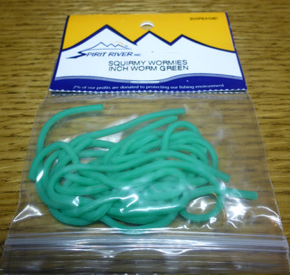 Squirmy Wormies Inchworm Green AVAILABLE AT TROUTLORE FLY TYING STORE AUSTRALIA