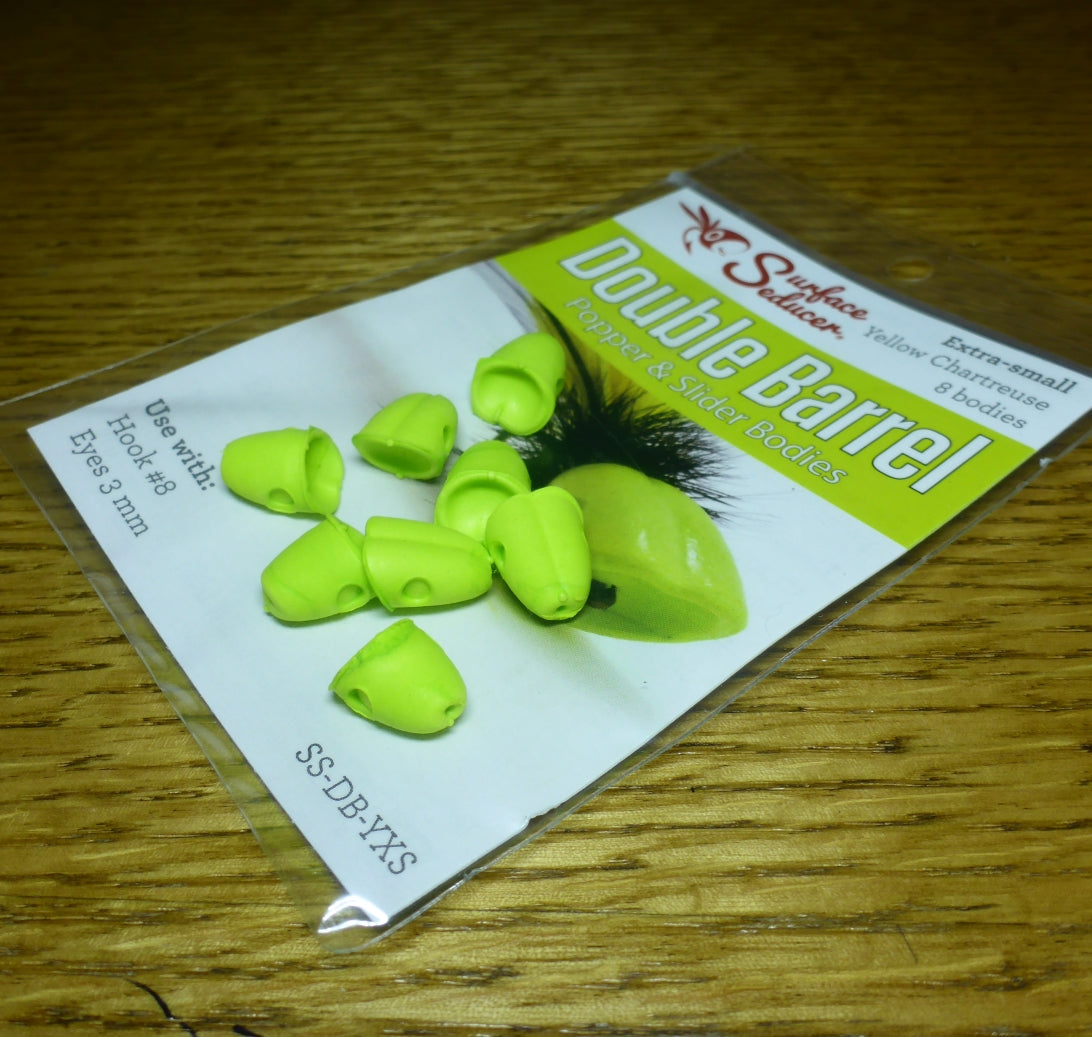 Surface Seducer Double Barrel Popper Yellow Chartreuse AVAILABLE AT TROUTLORE FLY TYING STORE AUSTRALIA