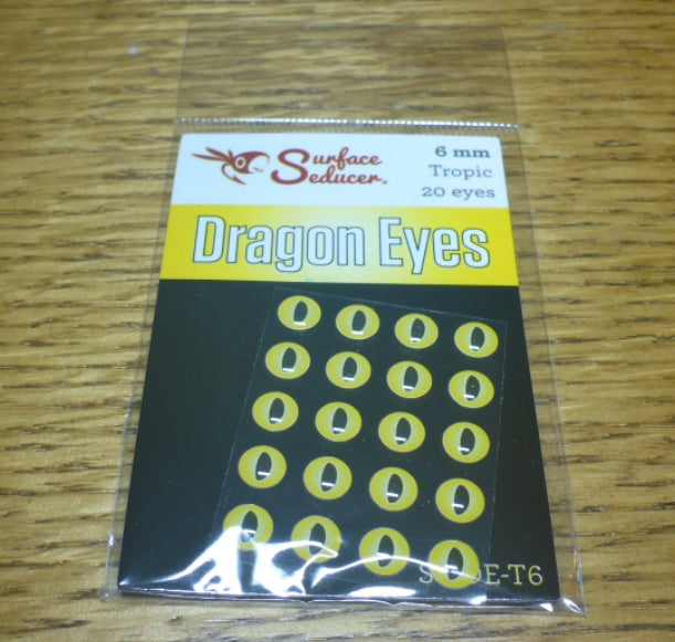 Surface Seducer Dragon Eyes - Tropic Yellow AVAILABLE AT TROUTLORE FLY TYING STORE AUSTRALIA