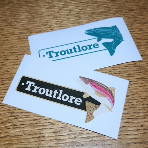 Troutlore Logo Stickers 2 Pack AVAILABLE AT TROUTLORE FLY TYING STORE AUSTRALIA