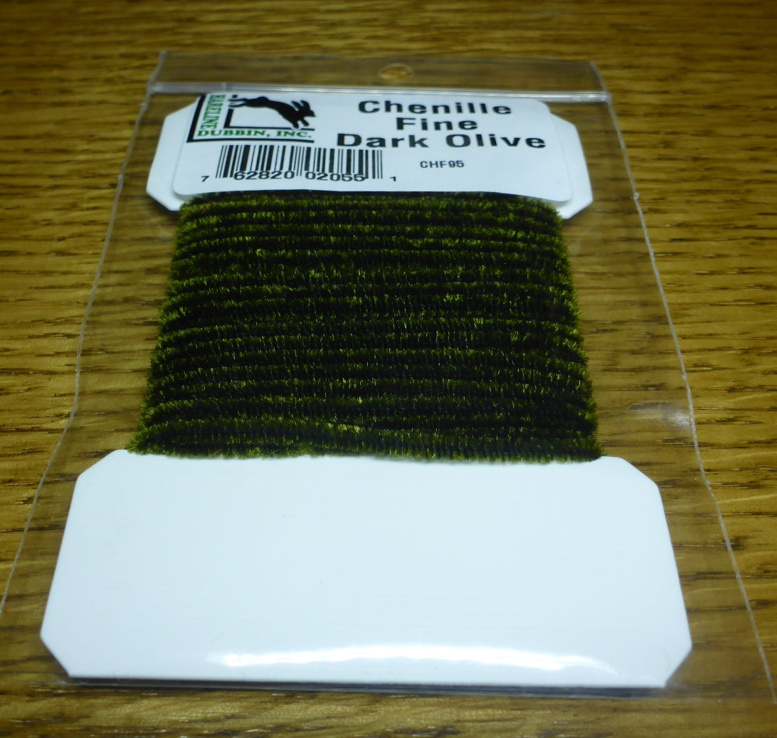 Hareline Fine Chenille Dark Olive AVAILABLE AT TROUTLORE FLY TYING STORE AUSTRALIA