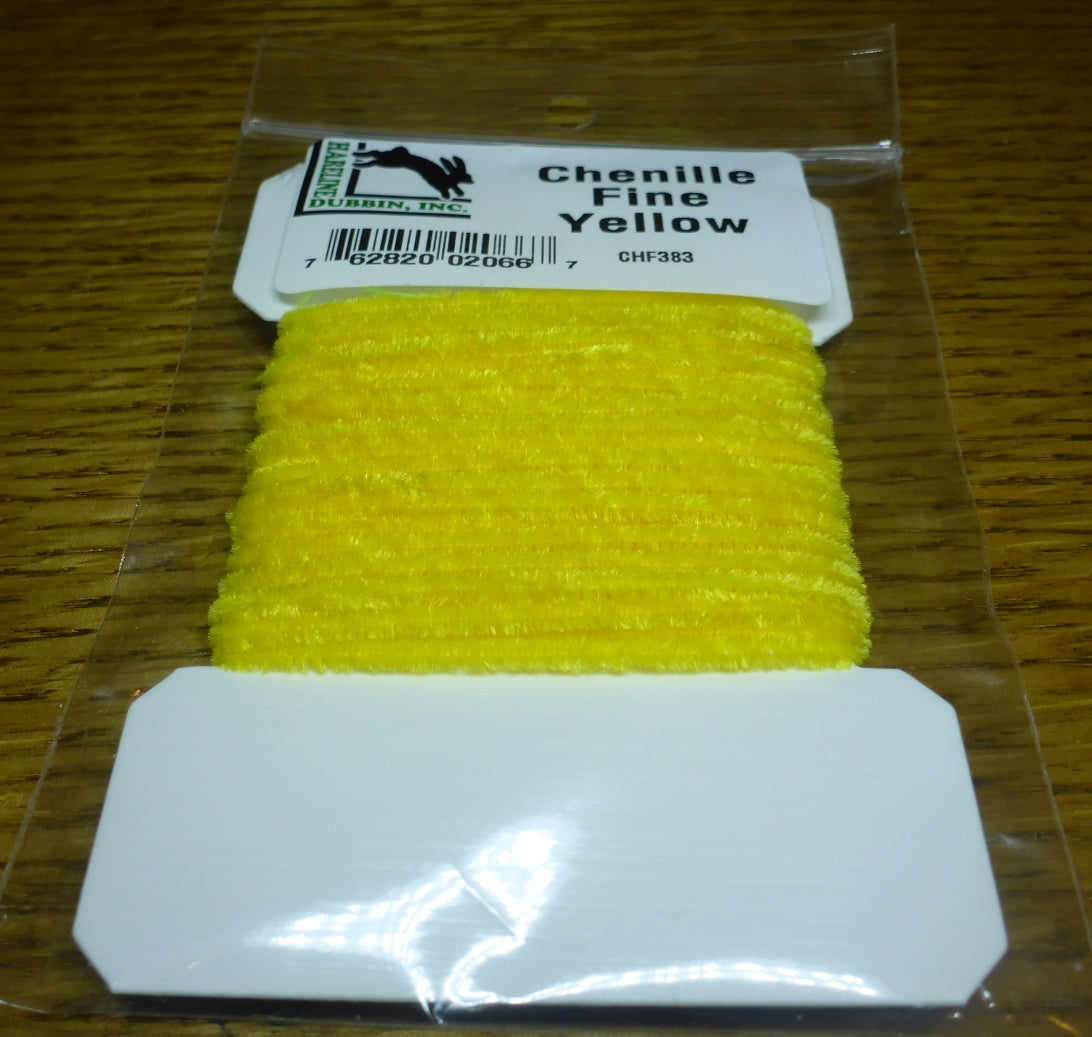 Hareline Fine Chenille Yellow AVAILABLE AT TROUTLORE FLY TYING STORE AUSTRALIA