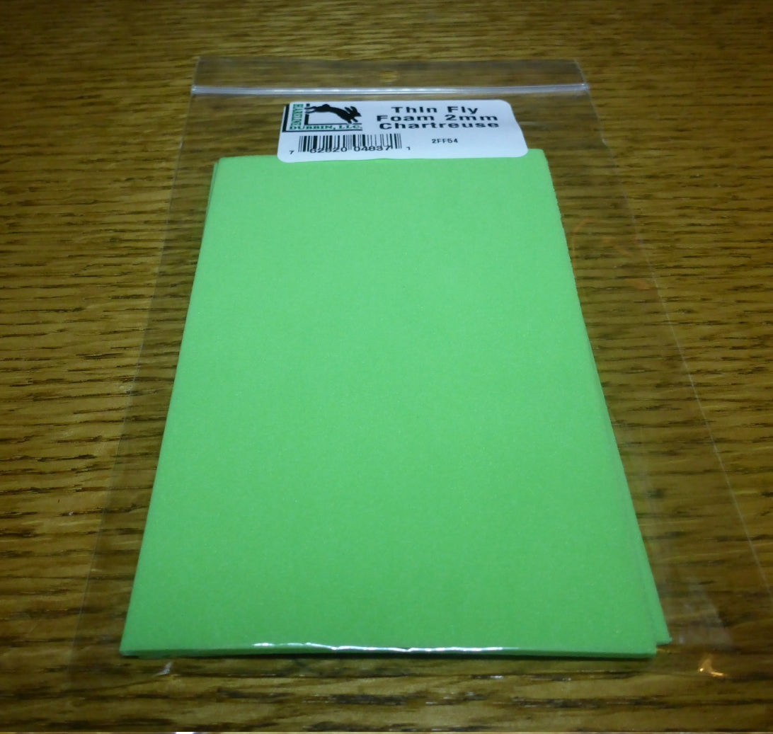 Hareline 2mm Thin Foam Chartreuse AVAILABLE AT TROUTLORE FLY TYING STORE AUSTRALIA