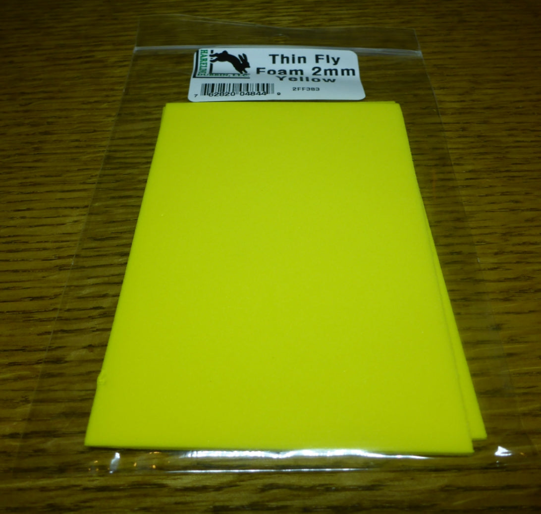 Hareline 2mm Thin Foam Yellow AVAILABLE AT TROUTLORE FLY TYING STORE AUSTRALIA