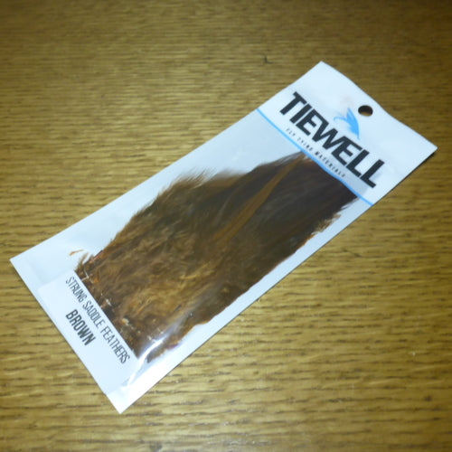 Tiewell Strung Saddle Hackle 5-7 Inch Brown