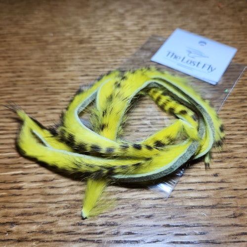 The Lost Fly Black Barred Rabbit Strips Yellow AVAILABLE AT TROUTLORE FLY TYING STORE AUSTRALIA