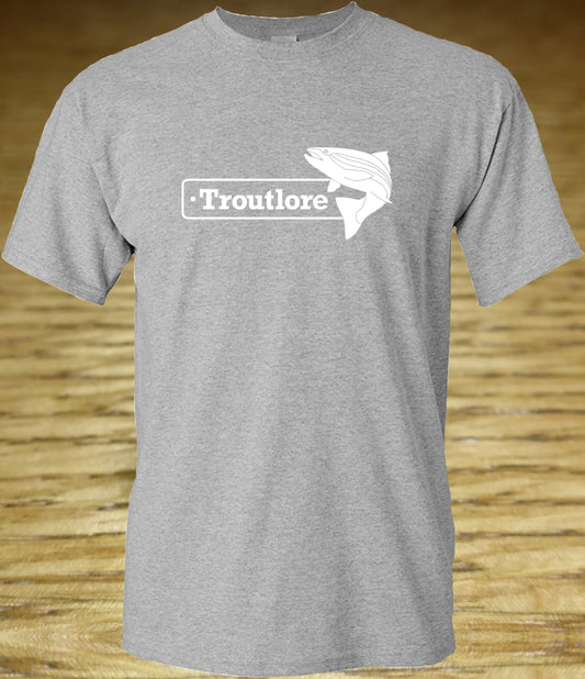 Troutlore Logo T-Shirt  AVAILABLE AT TROUTLORE FLY TYING STORE AUSTRALIASport Grey