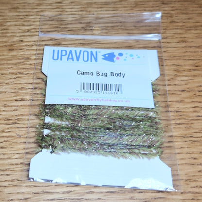 Upavon Bug Body Micro Straggle – Camo AVAILABLE AT TROUTLORE FLY TYING STORE AUSTRALIA