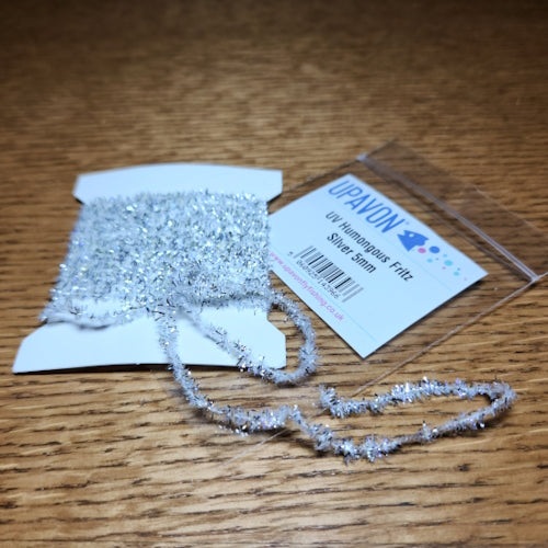 Upavon UV Humongous Fritz 5mm Chenille – Silver AVAILABLE AT TROUTLORE FLY TYING STORE AUSTRALIA