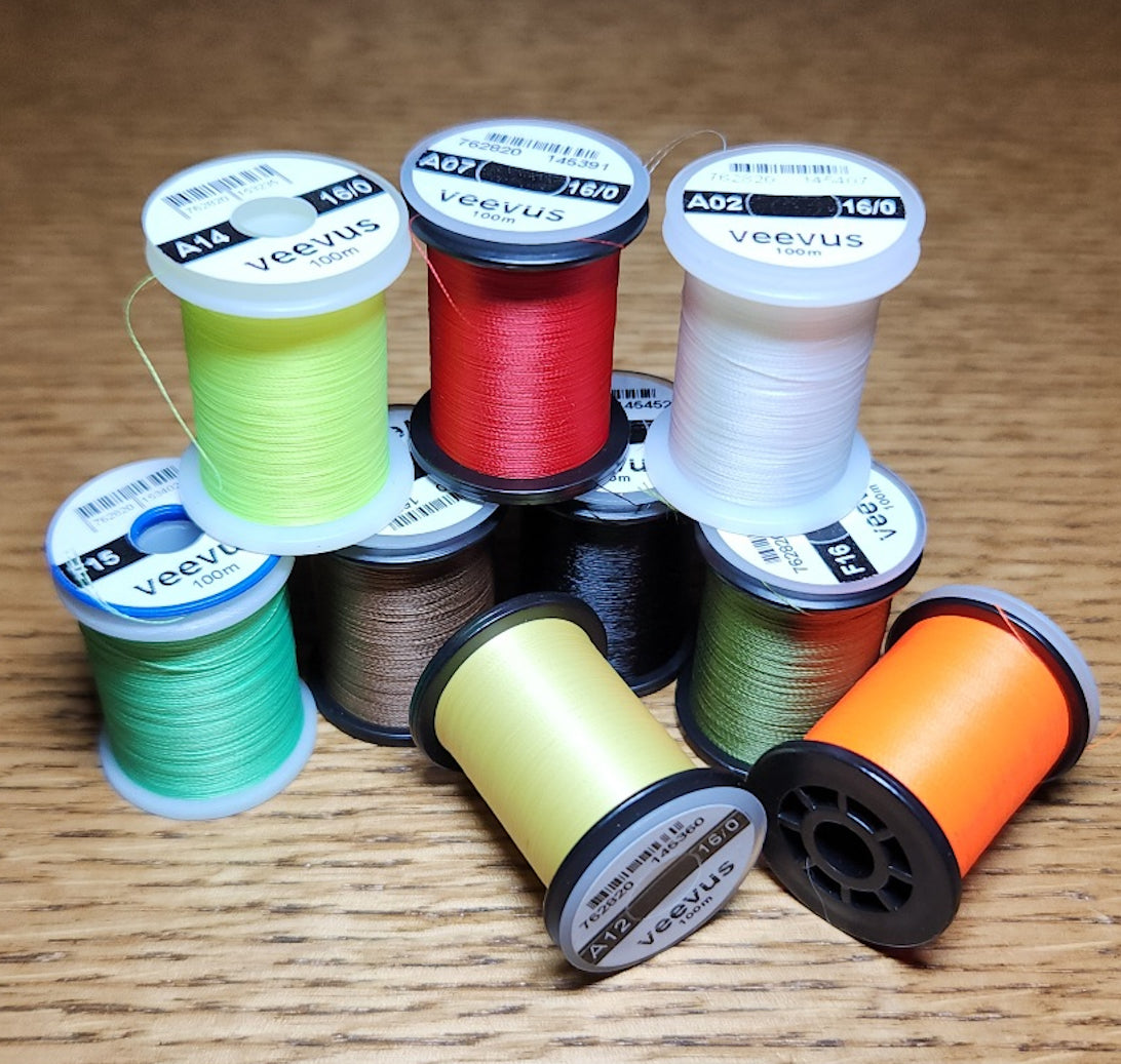 VEEVUS THREAD 16/0 FLYTYING THREAD  AVAILABLE AT TROUTLORE FLY TYING STORE AUSTRALIA