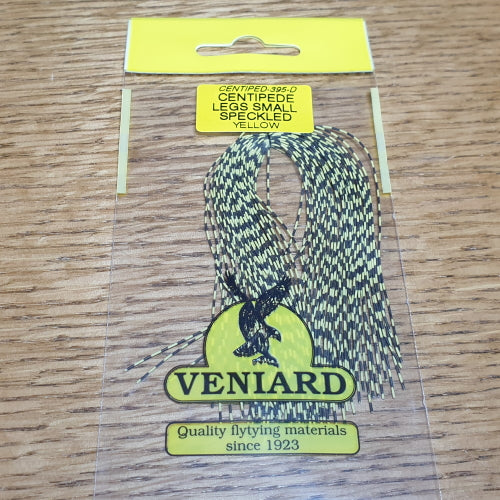 Veniard Barred Centipede Legs Yellow AVAILABLE AT TROUTLORE FLY TYING STORE AUSTRALIA