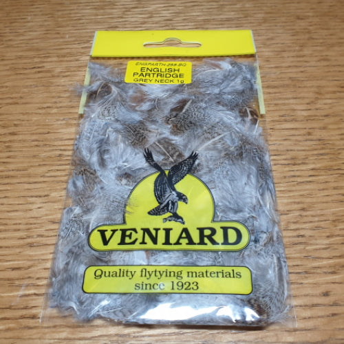 Veniard Partridge Feathers – Neck Grey Natural AVAILABLE AT TROUTLORE FLY TYING STORE AUSTRALIA