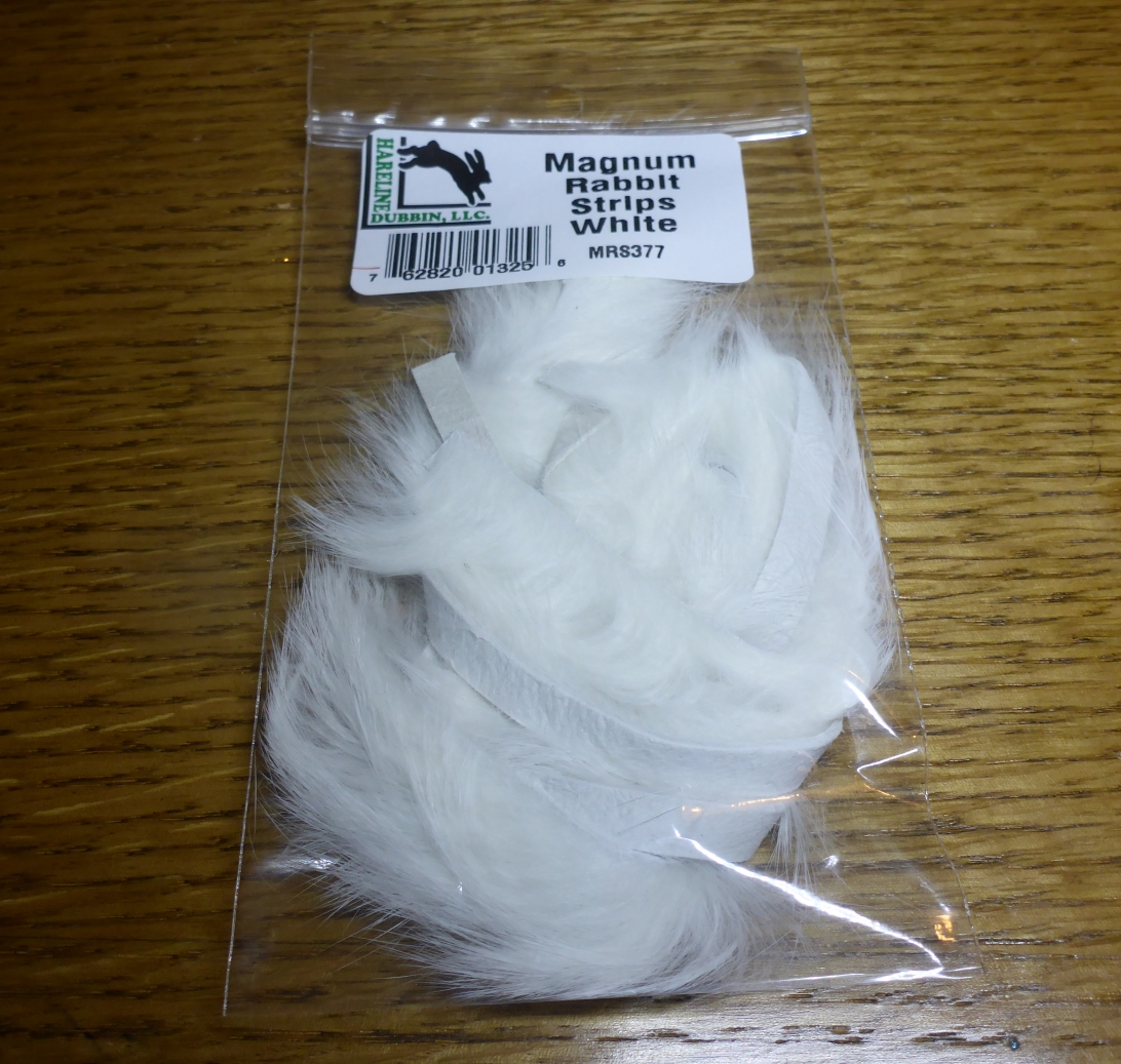 Hareline Magnum Rabbit Strips White - Troutlore Fly Tying Shop