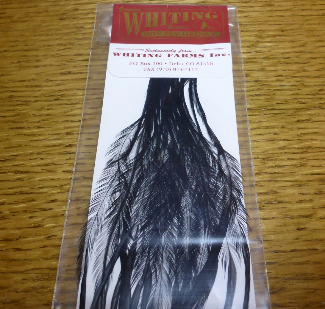 Whiting 100s Pack Dry Fly Hackle Black - Troutlore