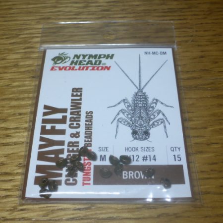 FLYMEN FISHING CO NYMPH HEAD EVOLUTION MAYFLY CLINGER & CRAWLER BROWN BEADS AUSTRALIA TROUTLORE FLYTYING STORE