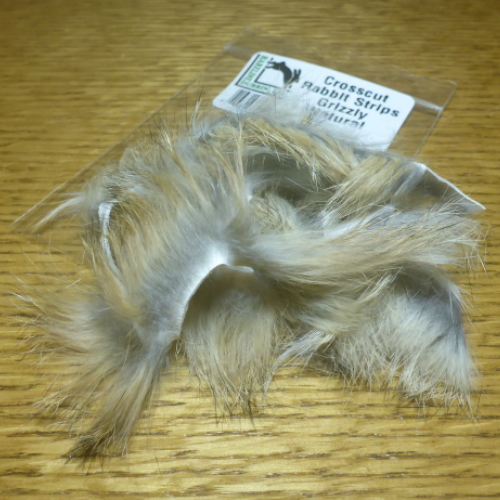 CROSSCUT RABBIT STRIPS GRIZZLY NATURAL HAIR AVAILABLE AT TROUTLORE FLY TYING SHOP AUSTRALIA