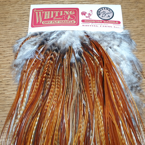 Whiting Farms Dry Fly Saddle Bronze Grade Barred Dark Ginger - Troutlore