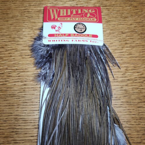 Whiting Farms Dry Fly Half Saddle Bronze Grade Dyed Dark Dun - Troutlore