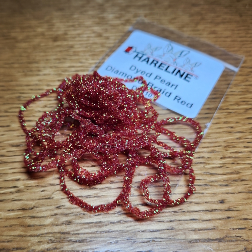 HARELINE DYED PEARL DIAMOND BRAID AVAILABLE FROM TROUTLORE FLY TYING STORE AUSTRALIA