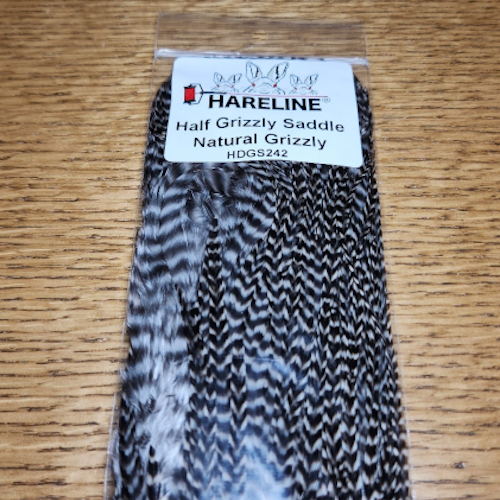 HARELINE GRIZZLY HALF SADDLE AVAILABLE AT TROUTLORE FLY TYING STORE AUSTRALIA