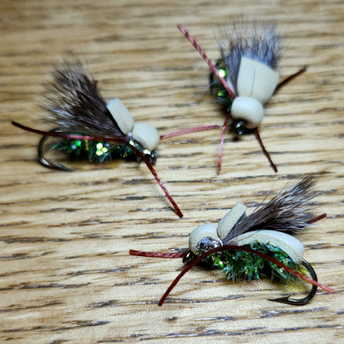 JOES FOAMIE BEETLE TERRESTRIAL DRY FLY PATTERN AVAILABLE FROM TROUTLORE FLY TYING STORE AUSTRALIA